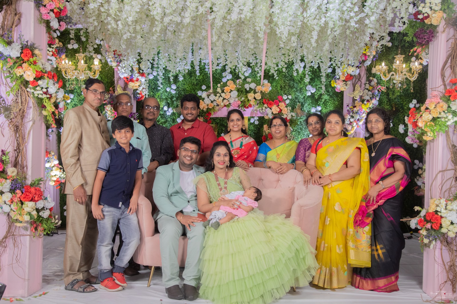 Annaprasana photography UK — South Indian family gathered for first rice ceremony, Mini Momentz photographer