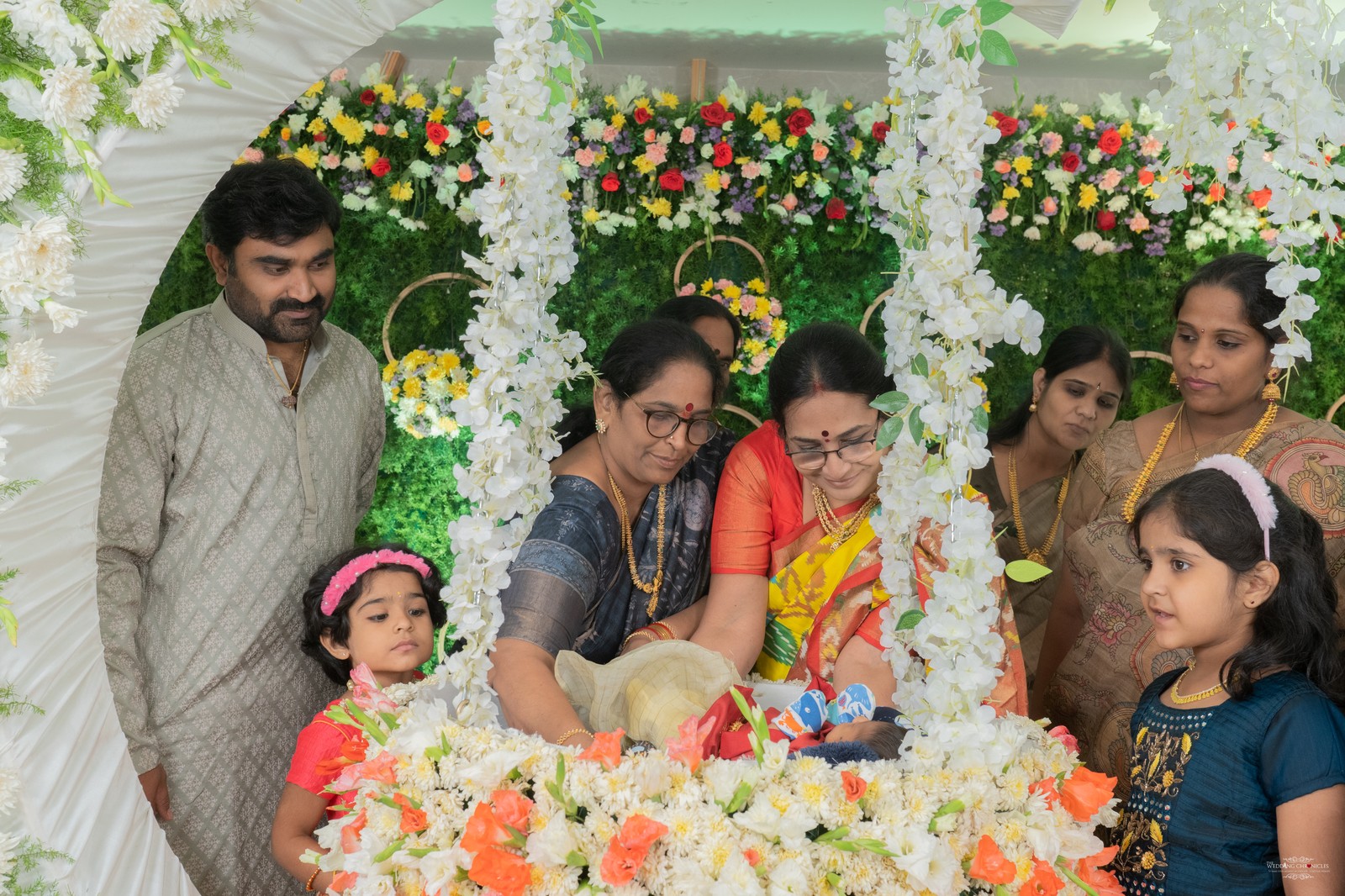 South Indian cradle ceremony thottil photographed naturally